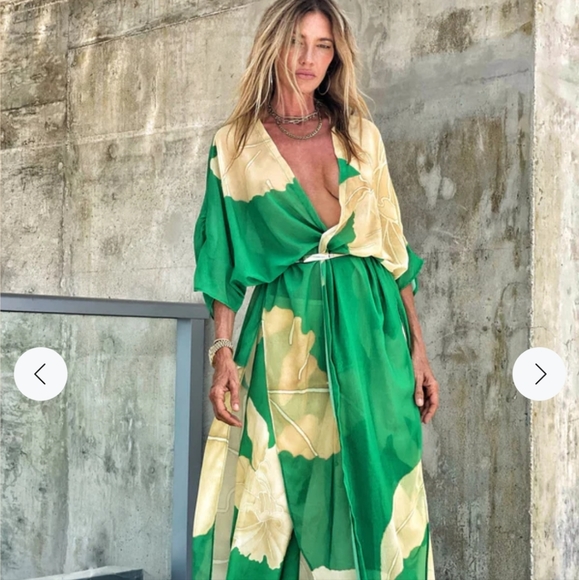 ❤️NWT SET of Boho Tropical Print Pants & Kimono Duster Beach Cov… - Picture 14 of 16